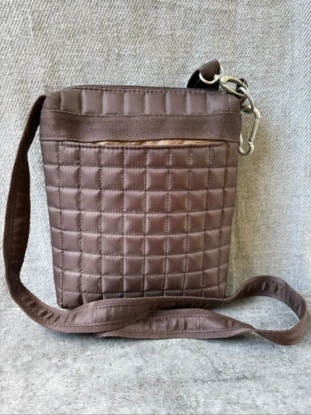 Lug Skipper Quilted Crossbody Bag Brown Lightweight Travel Organizer Purse